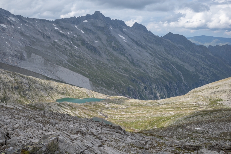 Blick von der Rainbachscharte zur Zittauer Hütte